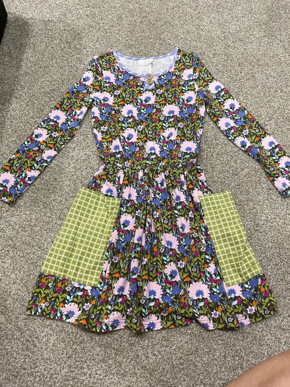 Matilda Jane 435 Grow Together Dress Girls 8 Green Tween Floral Pockets